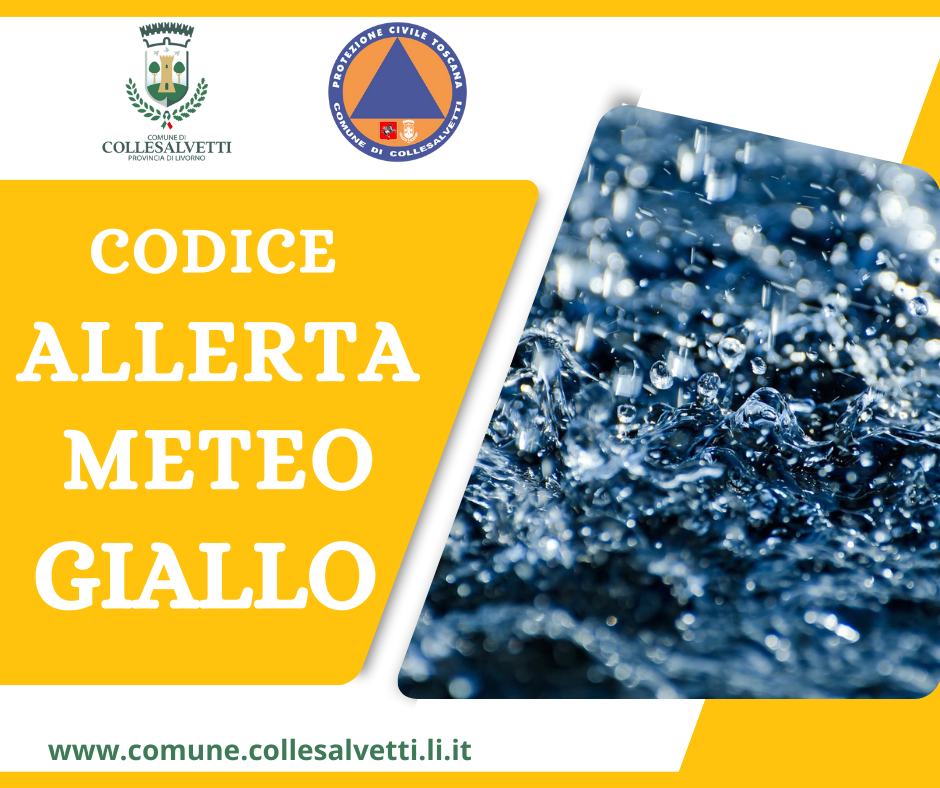 Avviso di criticit regionale: codice giallo per rischio idrogeologico idraulico reticolo minore